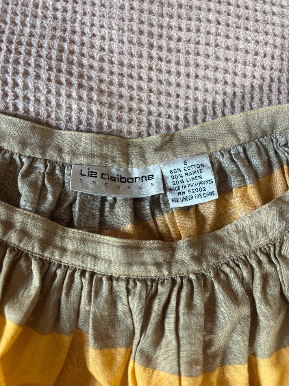 Vintage Liz Claiborne Boho Colorblock Midi Skirt in Mustard & Rust - Picture 4 of 6